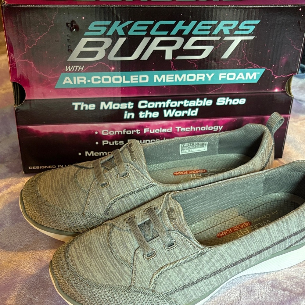 Skechers Burst Gray Casual Slip-Ons